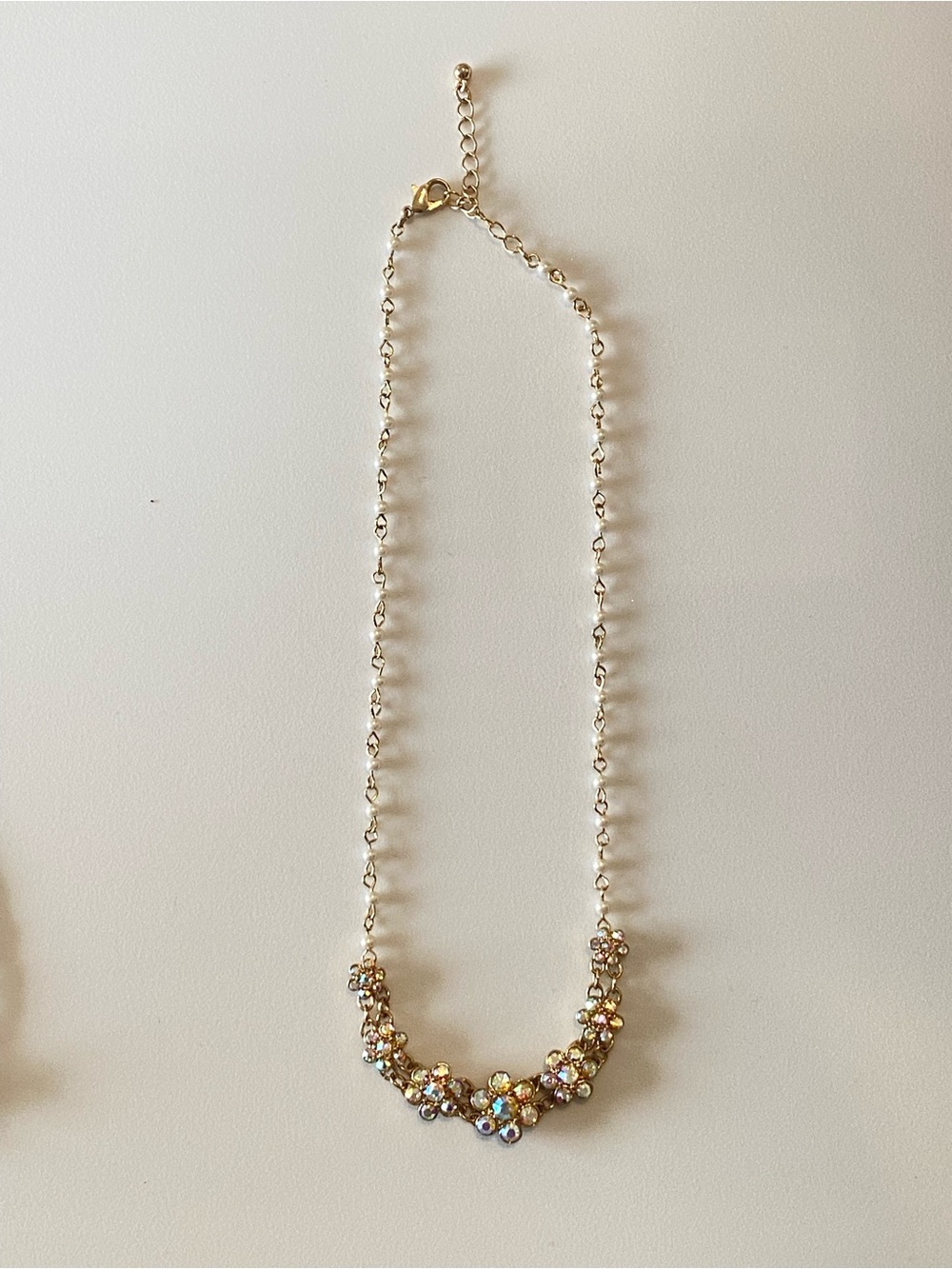 Gold Crystal Floral Cluster Necklace - Women Jewelry